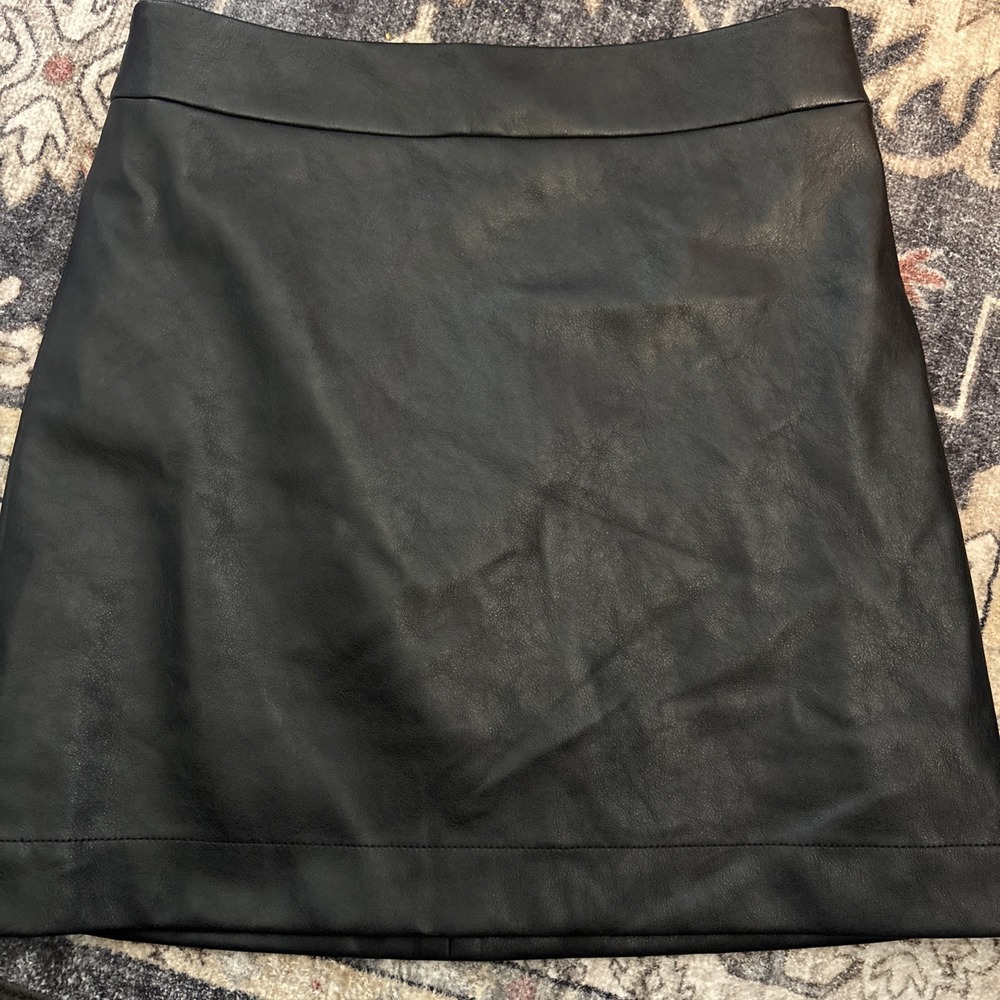 J.Crew Size 6 Black Faux Leather A-line Mini Skirt